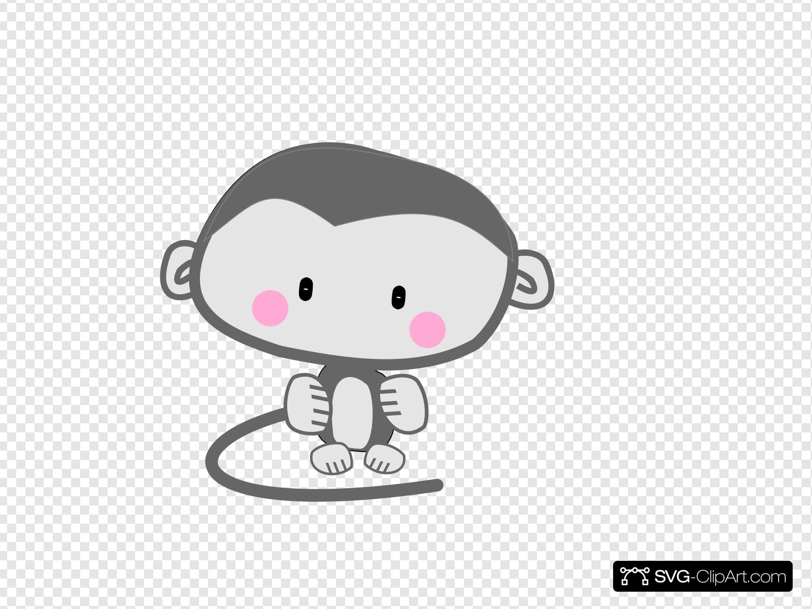 Monkey Pink Cheeks Clip art, Icon and SVG.