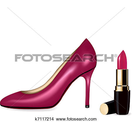 Clipart of Sexy high heel shoes shoes and lips k7117214.