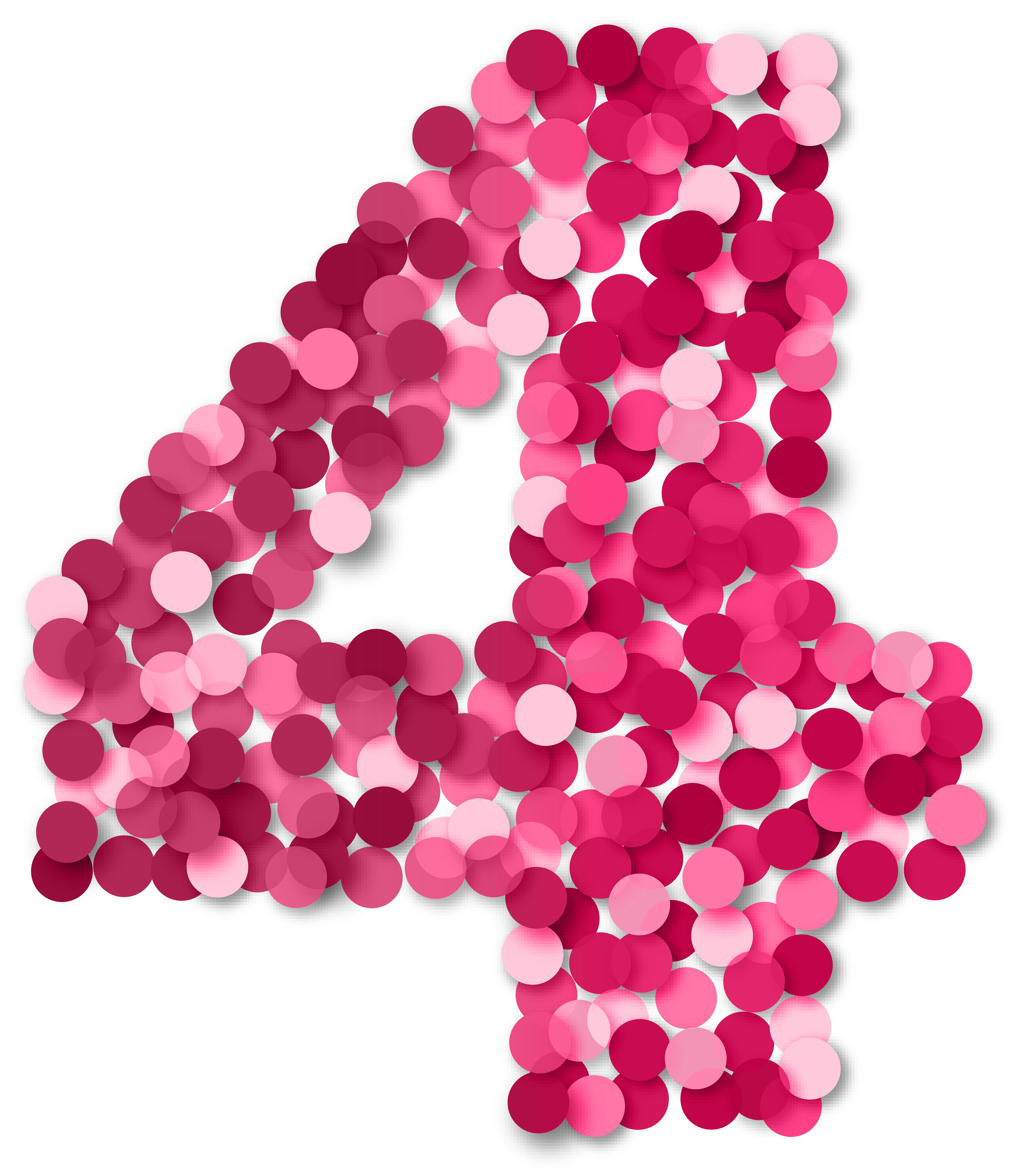 Four 4 Number Pink PNG Clip Art.