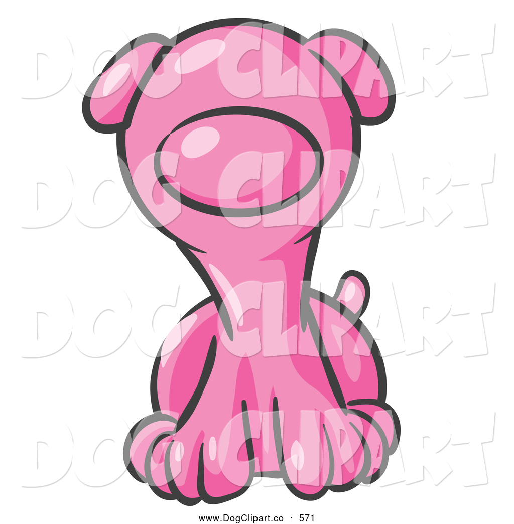 Vector Clip Art of a Cute Pink Puppy Dog Looking Curiously.