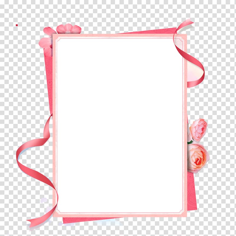 Rectangular white and pink board artwork, Pink ribbon frame.