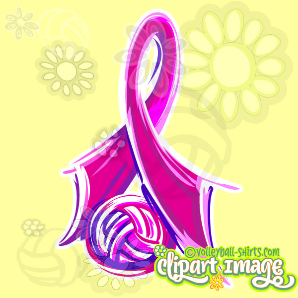 Pink Ribbon Volleyball Graphic.