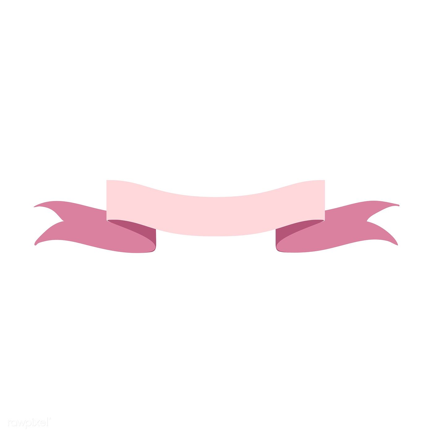 Pink ribbon banner doodle style vector.