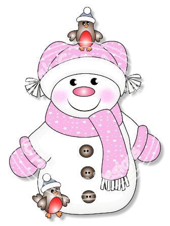 CHRISTMAS GIRL SNOWMAN IN PINK CLIP ART.