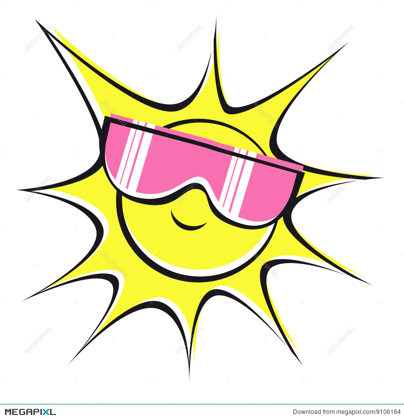 Sun And Pink Sun Glasses Illustration 9106164.