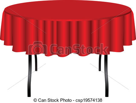 Round Table With Pink Cloth Clipart.
