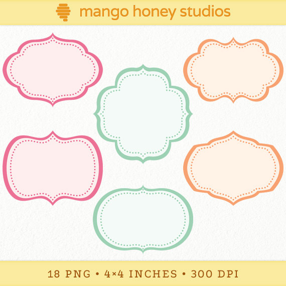 Pink, Peach, and Mint Label Clip Art.