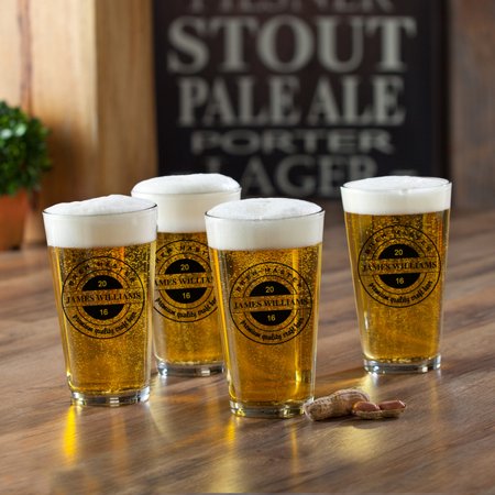 Personalized Pint Glasses Set of 4.