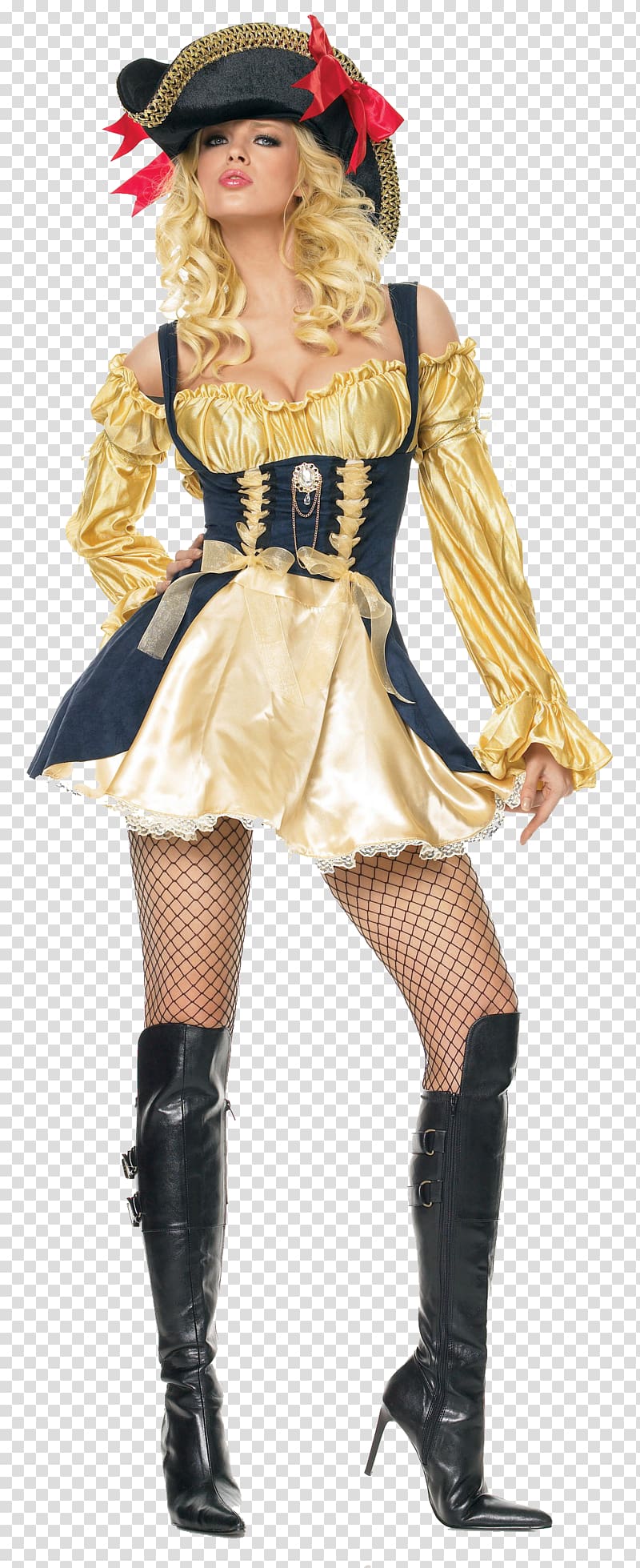 Woman wearing pirate costume, Jack Sparrow Halloween costume.
