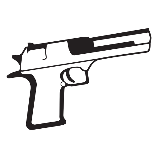 Pistol black and white icon.