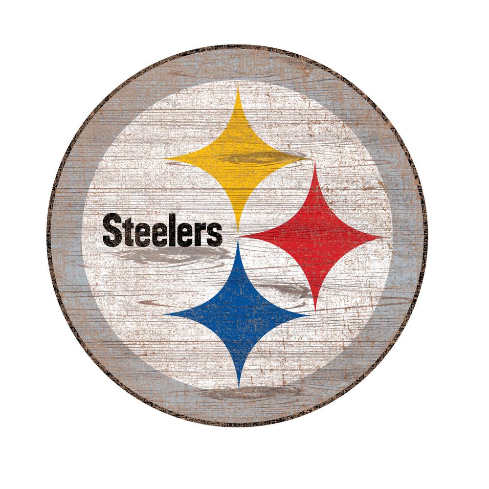 NFL Indoor Pittsburgh Steelers Distressed Logo Cutout Wood Sign.