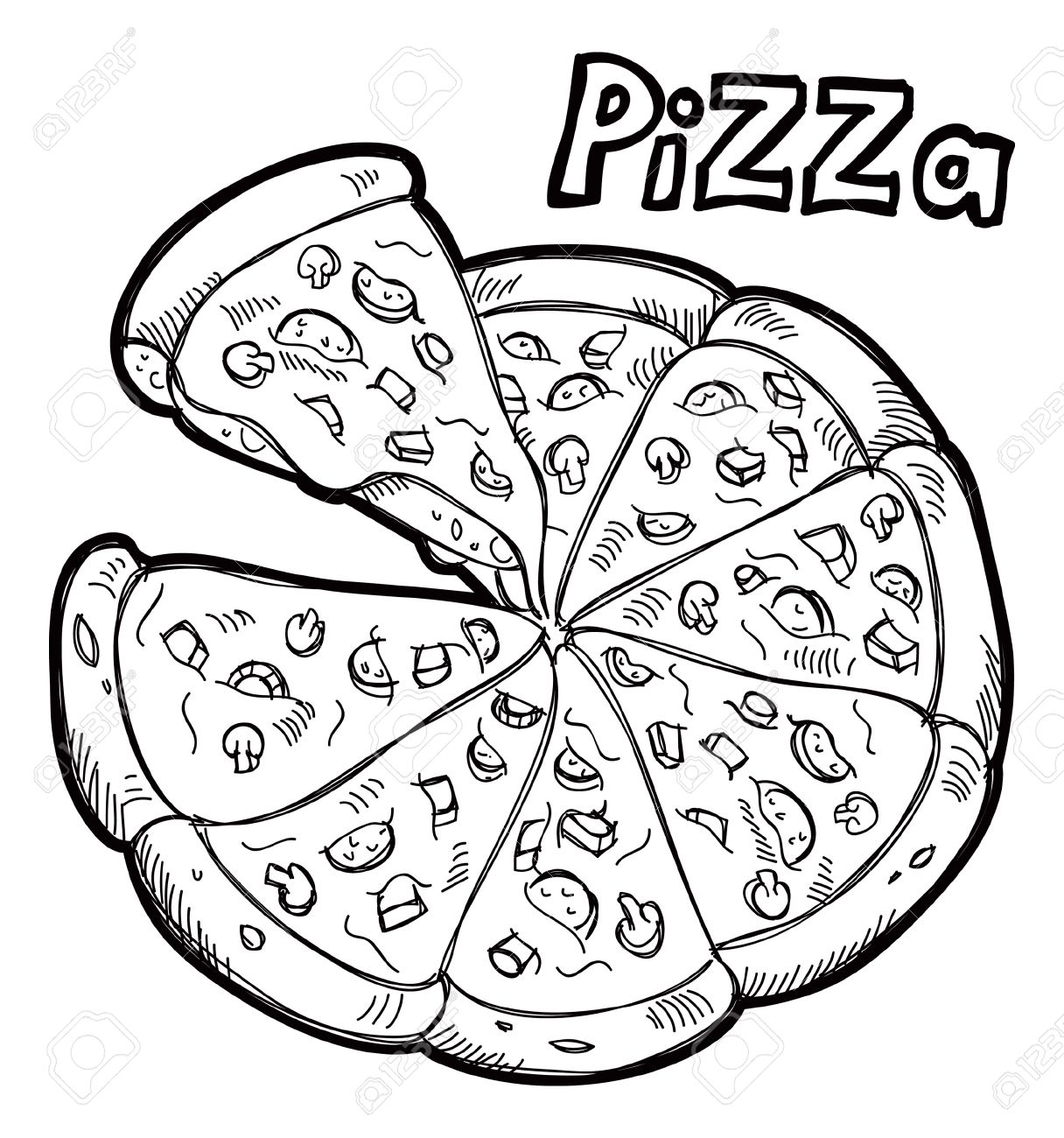 Best Pizza Clipart Black And White #6397.
