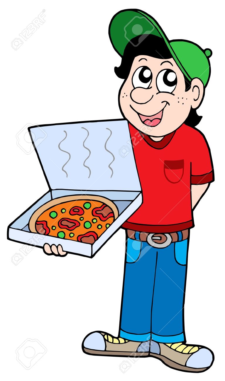 Pizza Delivery Boy Clipart.
