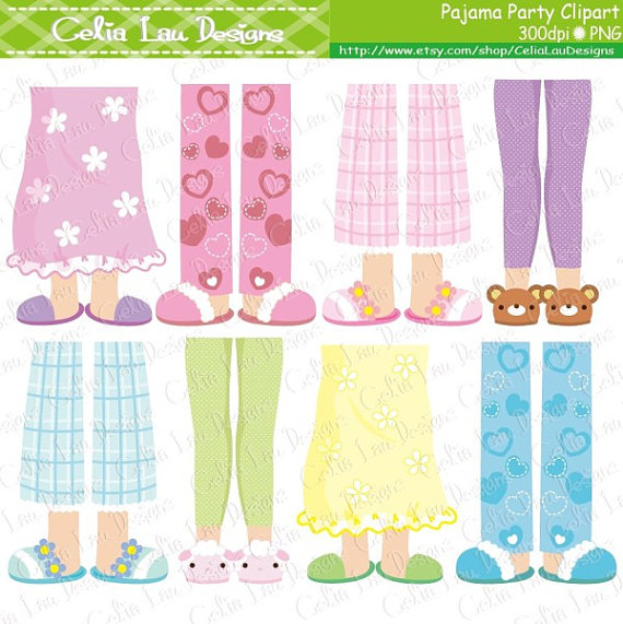 Pajama Party Clipart Girls Pajama Feet clipart by.