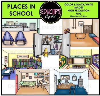 Places In School Clip Art Bundle {Educlips Clipart}.