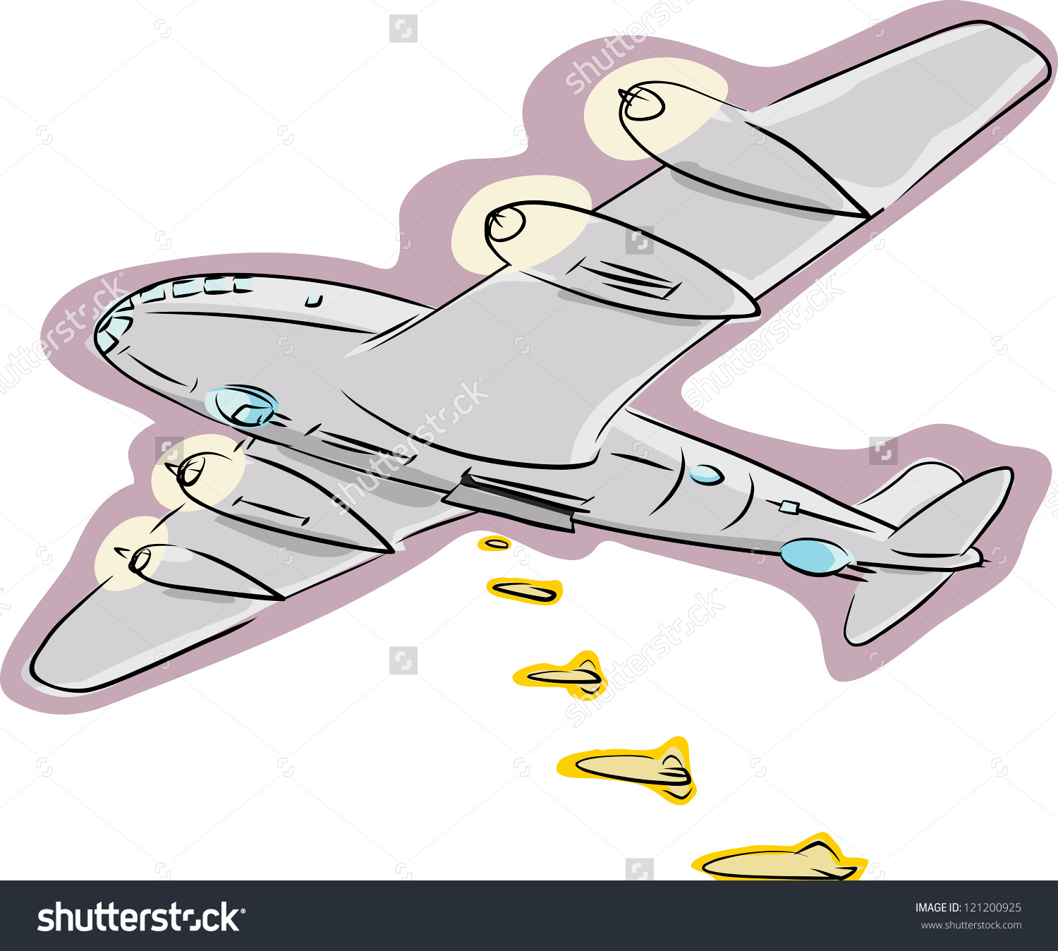 Самолёт сбрасывает бомбы рисунок