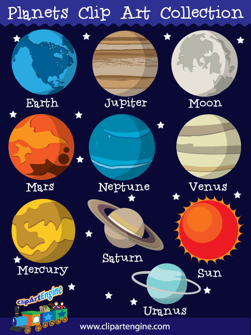 The 9 Planets Clipart.