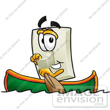 Clip Art Graphic of a White Electrical Light Switch Cartoon.