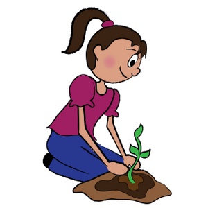 Woman Planting Flowers Clipart.