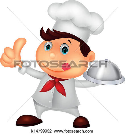 Clipart of Cute pig chef cartoon holding platt k16600823.