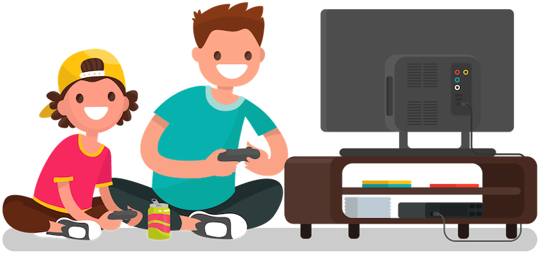 Playing Video Games Clipart.
