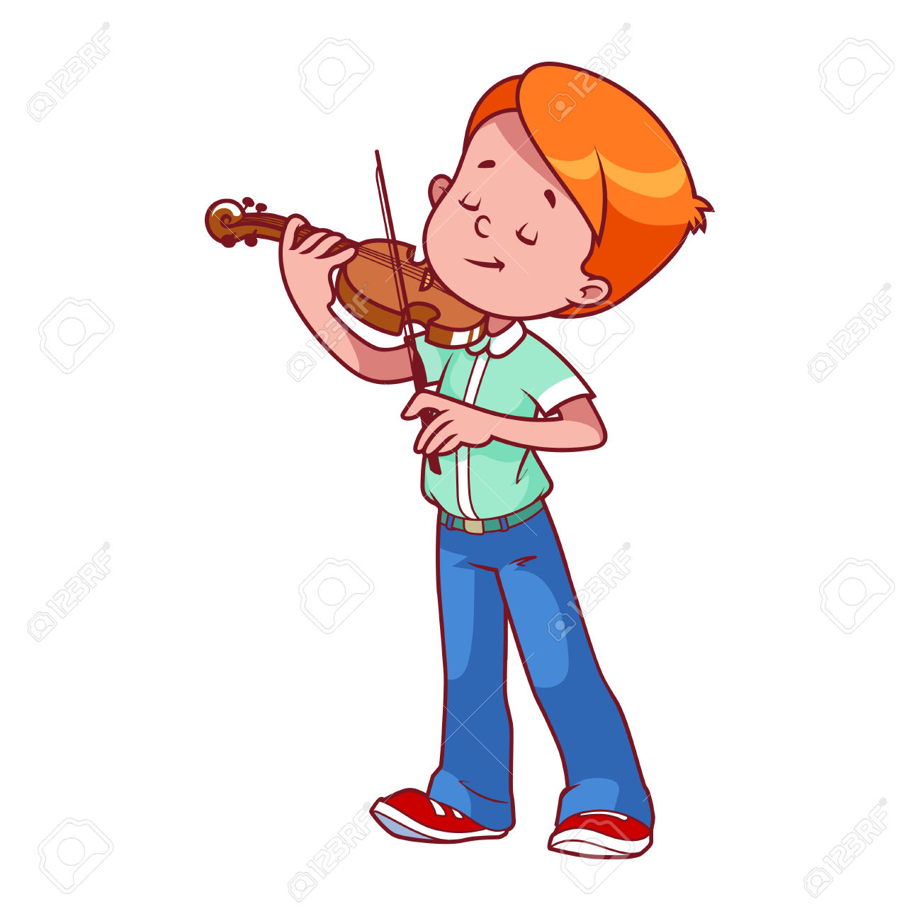 Kids playing violin clipart free.