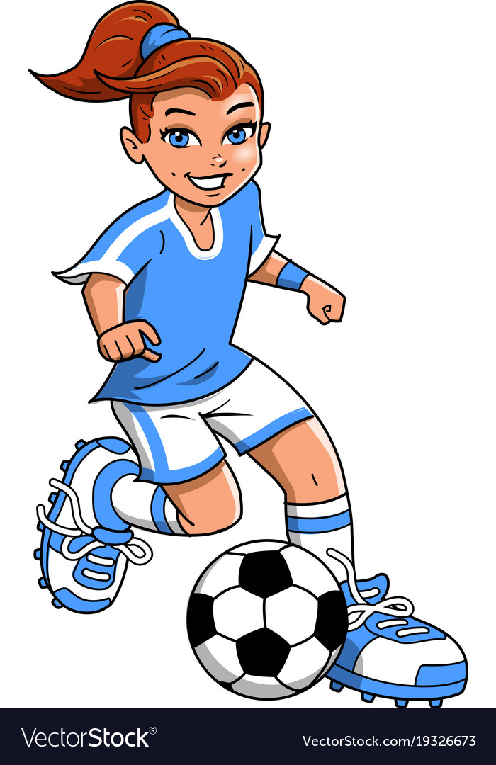 Soccer football girl player clipart cartoon.