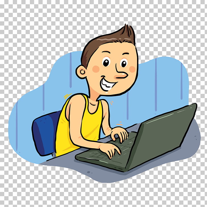 Laptop , Stay up all night playing computer boy PNG clipart.