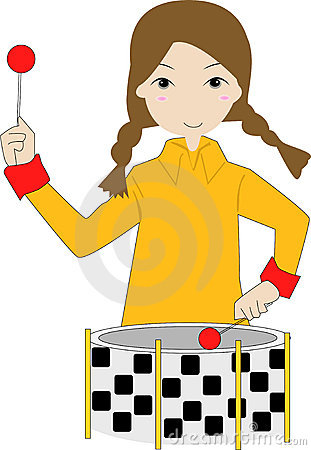 Girl Playing Drums Clipart.
