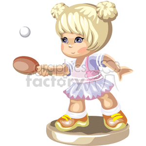 blond little girl playing ping pong clipart. Royalty.