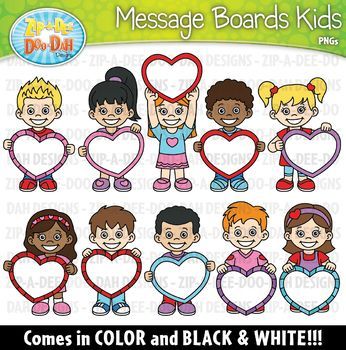 Valentine\'s Day Message Boards Kids Clipart {Zip.