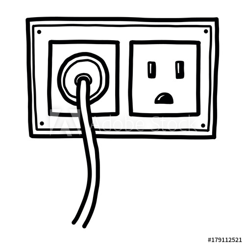 plug and electric socket / cartoon vector and illustration.