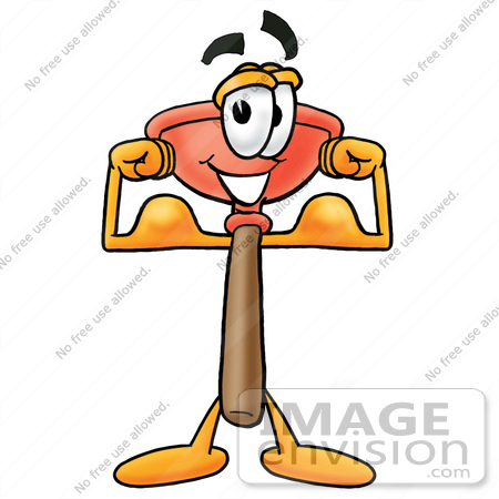 Clip Art Graphic of a Plumbing Toilet or Sink Plunger Cartoon.