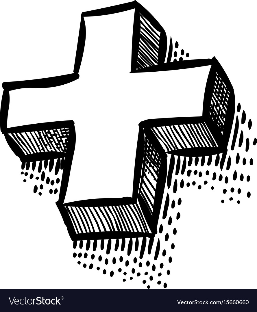 Cartoon image of plus icon cross symbol.