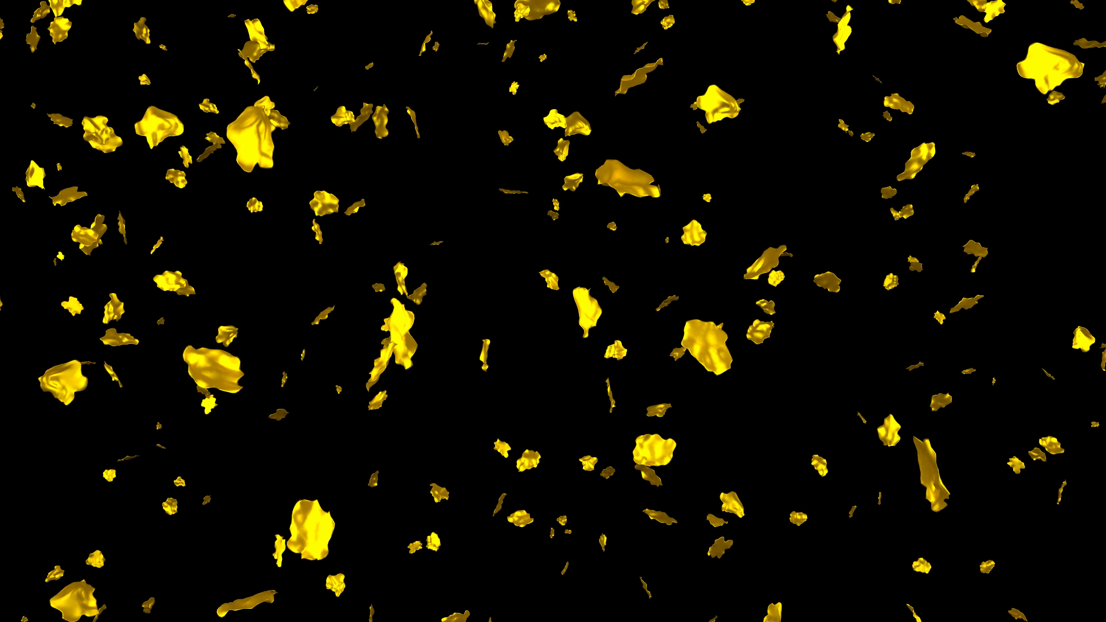 Animated falling gold flakes 2 in 4k and with alpha channel (Alpha channel  embedded with 4k PNG file). Motion Background.
