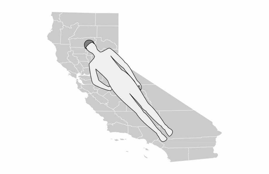 Man Shape Lying On California Map Png.