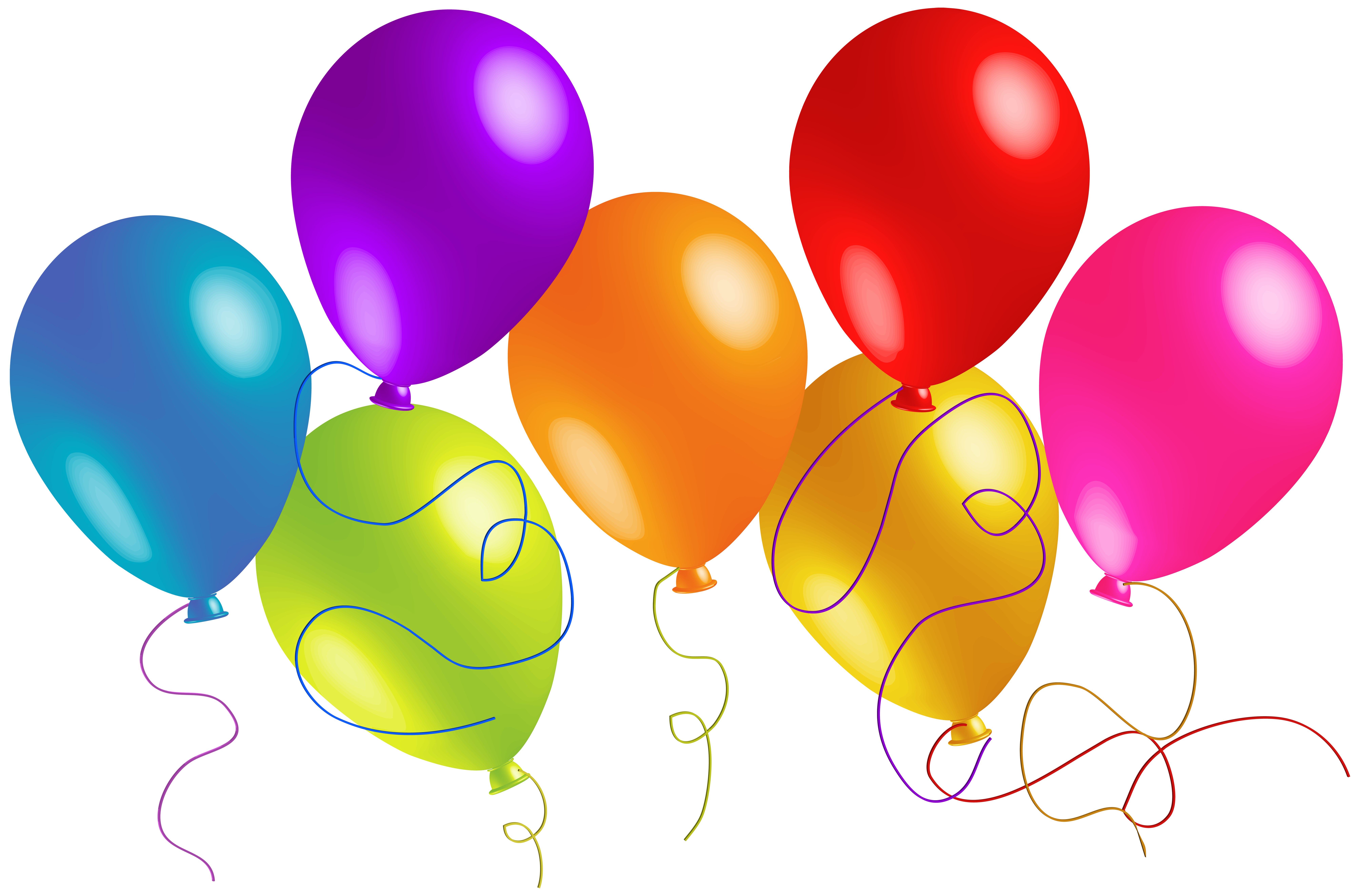Large Transparent Colorful Balloons Clipart.