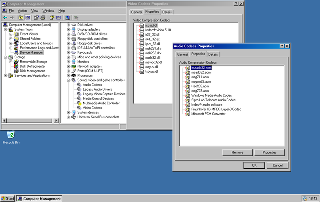 Where in Windows are the legacy audio & video codec manager.