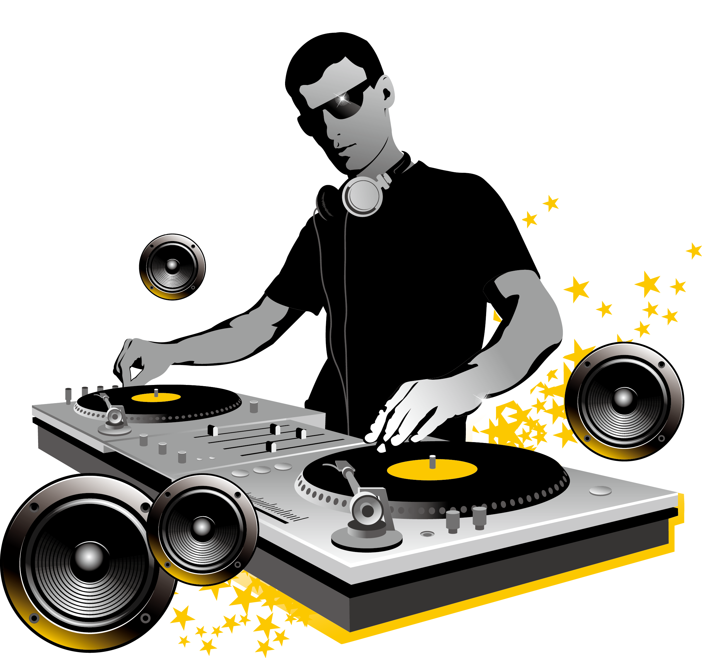 Disc jockey DJ mixer Nightclub.