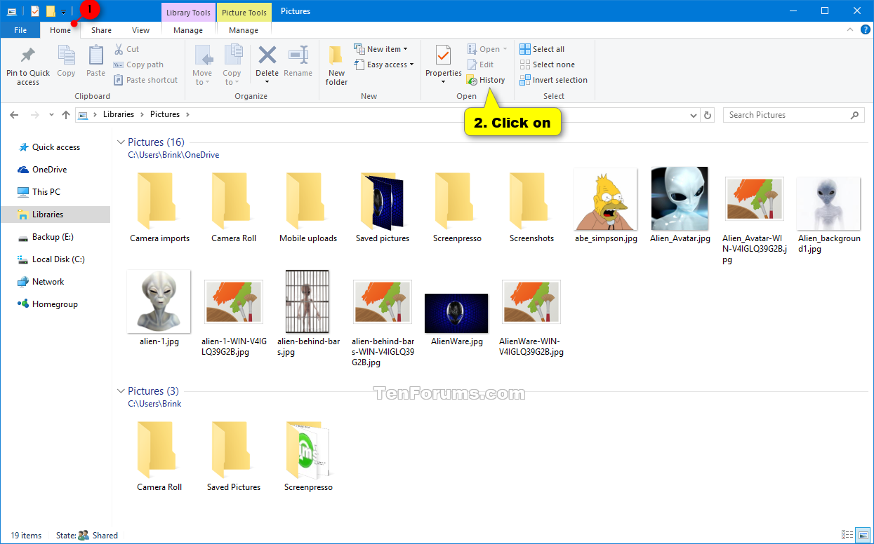 Restore Files or Folders from File History in Windows 10.