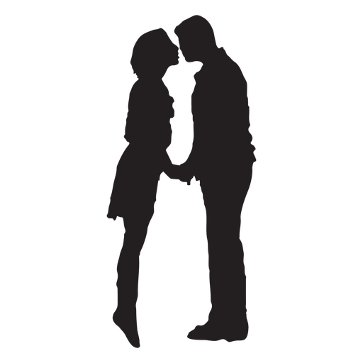 Sweet kissing couple silhouette couple.
