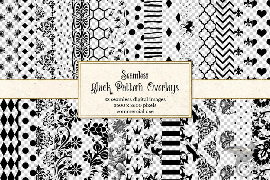 Black Pattern PNG Overlays.