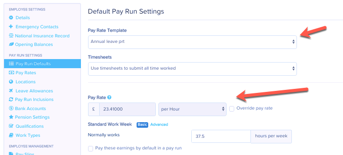 Pay Rate Templates.