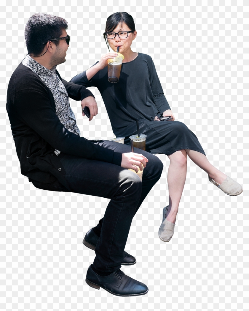 Sitting Man And Woman Png.