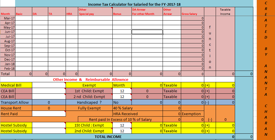 Income Tax Calculator for FY 2017.