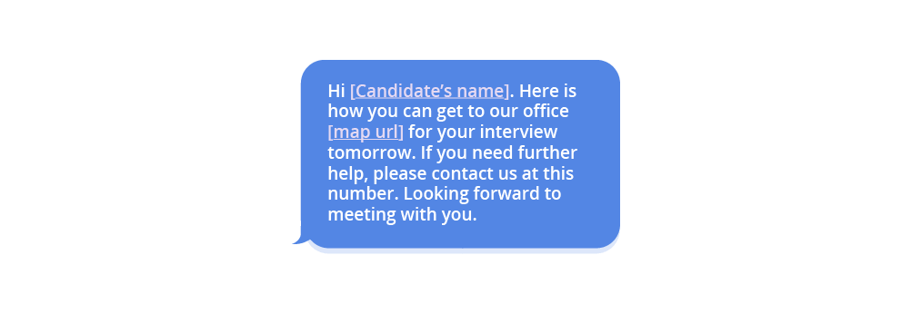 Sample recruiting text messages to candidates.