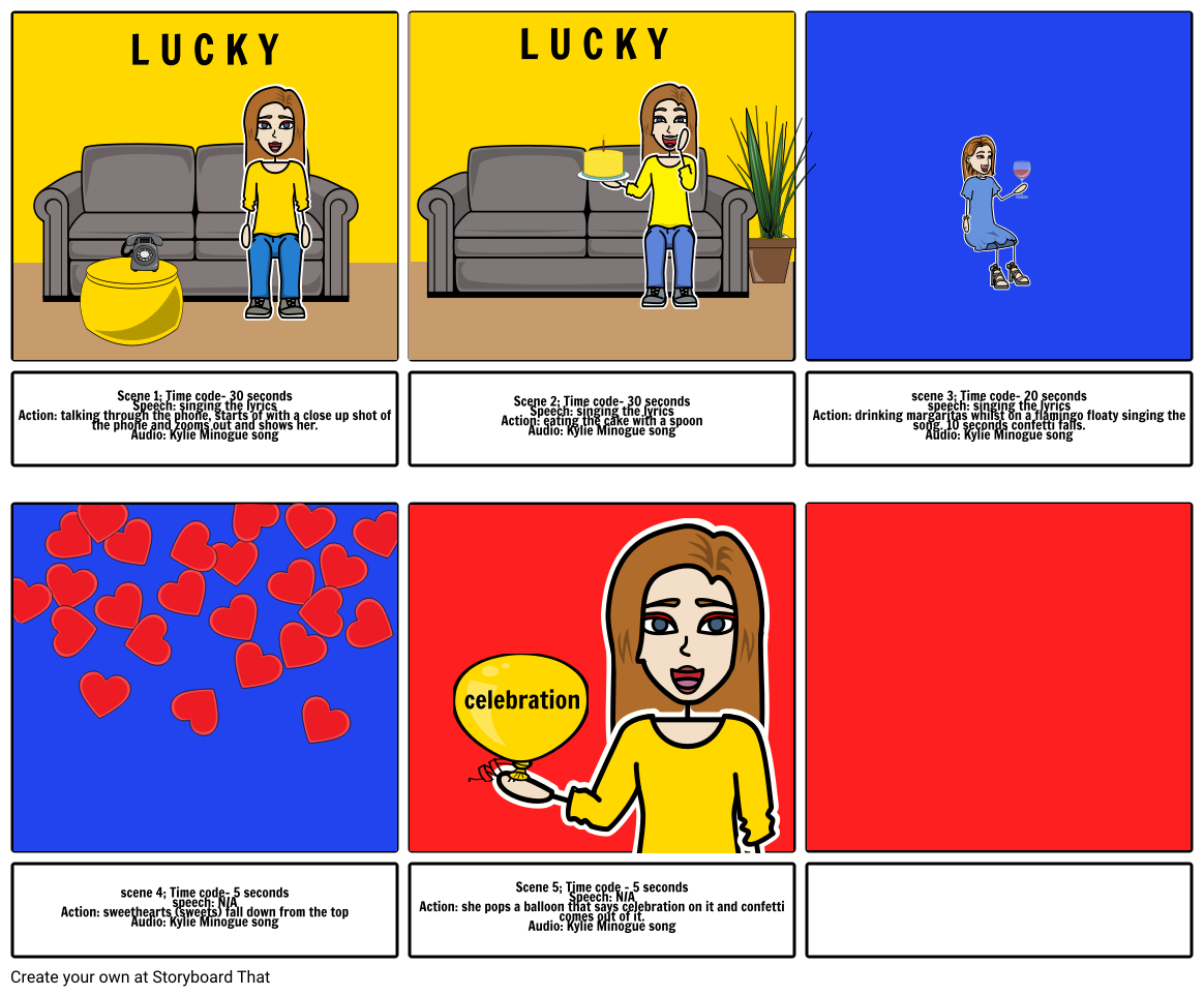 I should be so lucky music video Storyboard by wiktoria812.