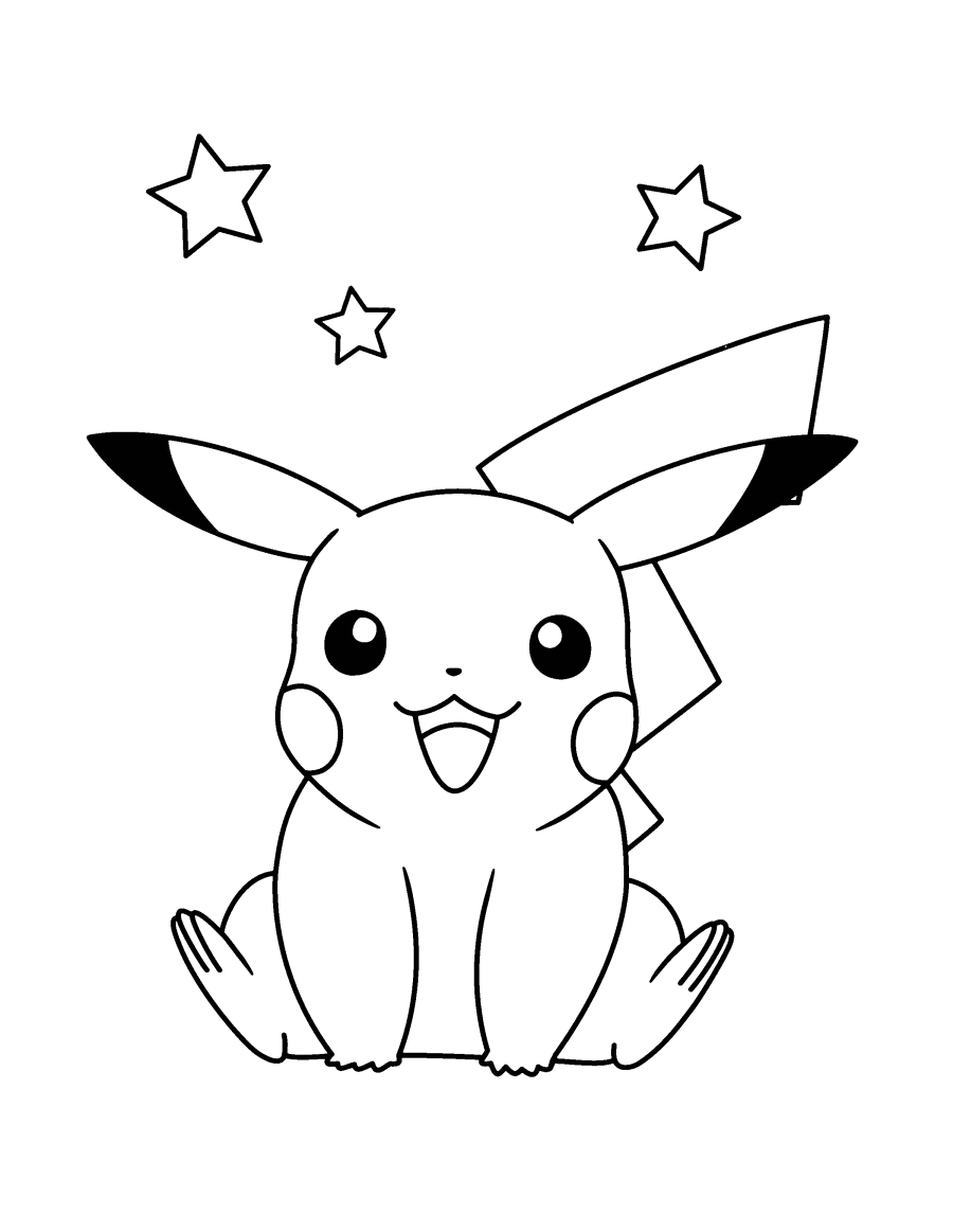 Pikachu Outline With Pikachu Clipart Black And White : Pikachu.