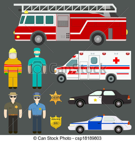 Police And Fire Man Clipart.