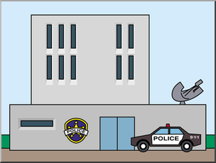 Clip Art: Buildings: Police Station Color I abcteach.com.